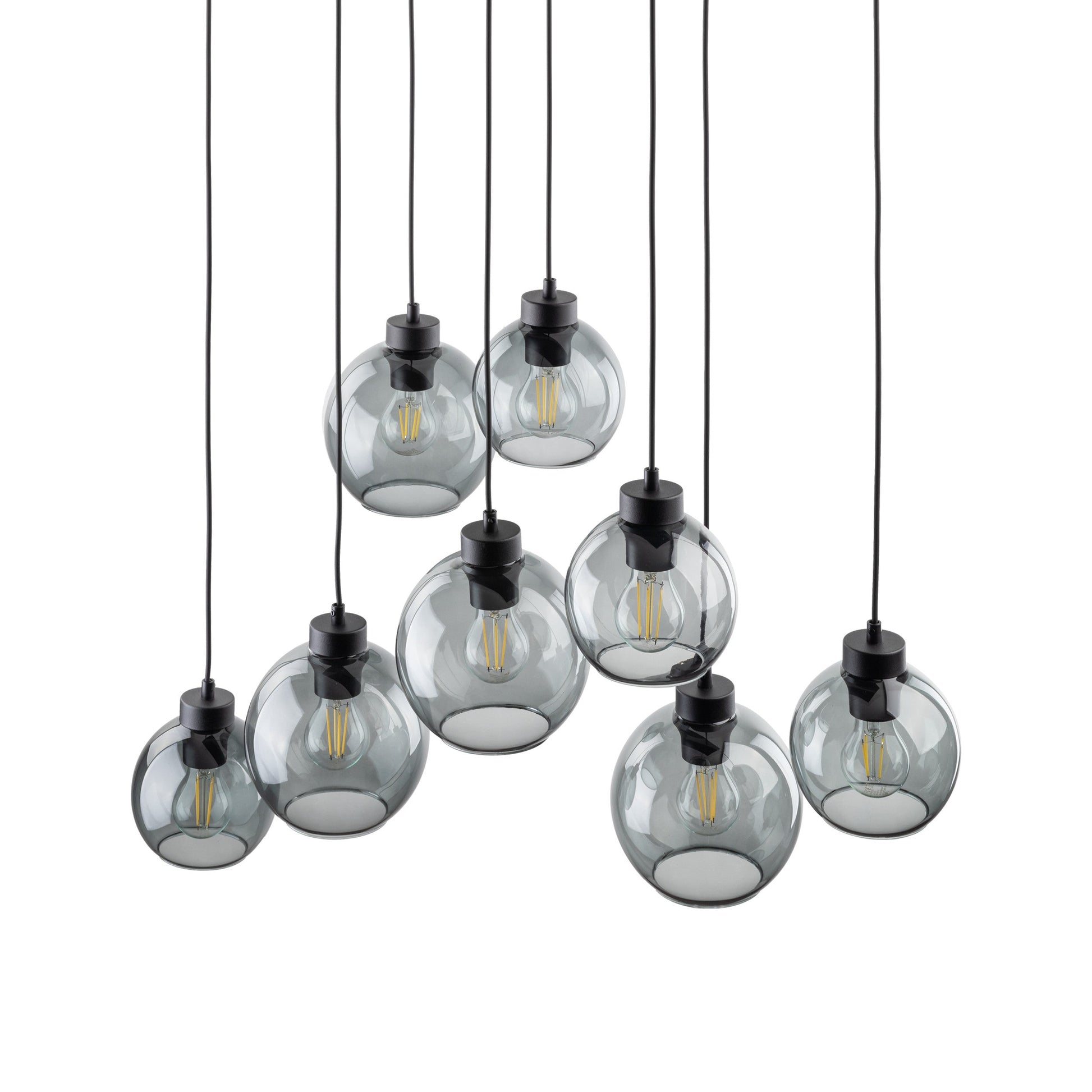 CUBUS Graphite Glass Scandinavian Pendant Light Fixture for Kitchen Island, Dining Room & Living Room (8-Light) - AURABAGS SHOP