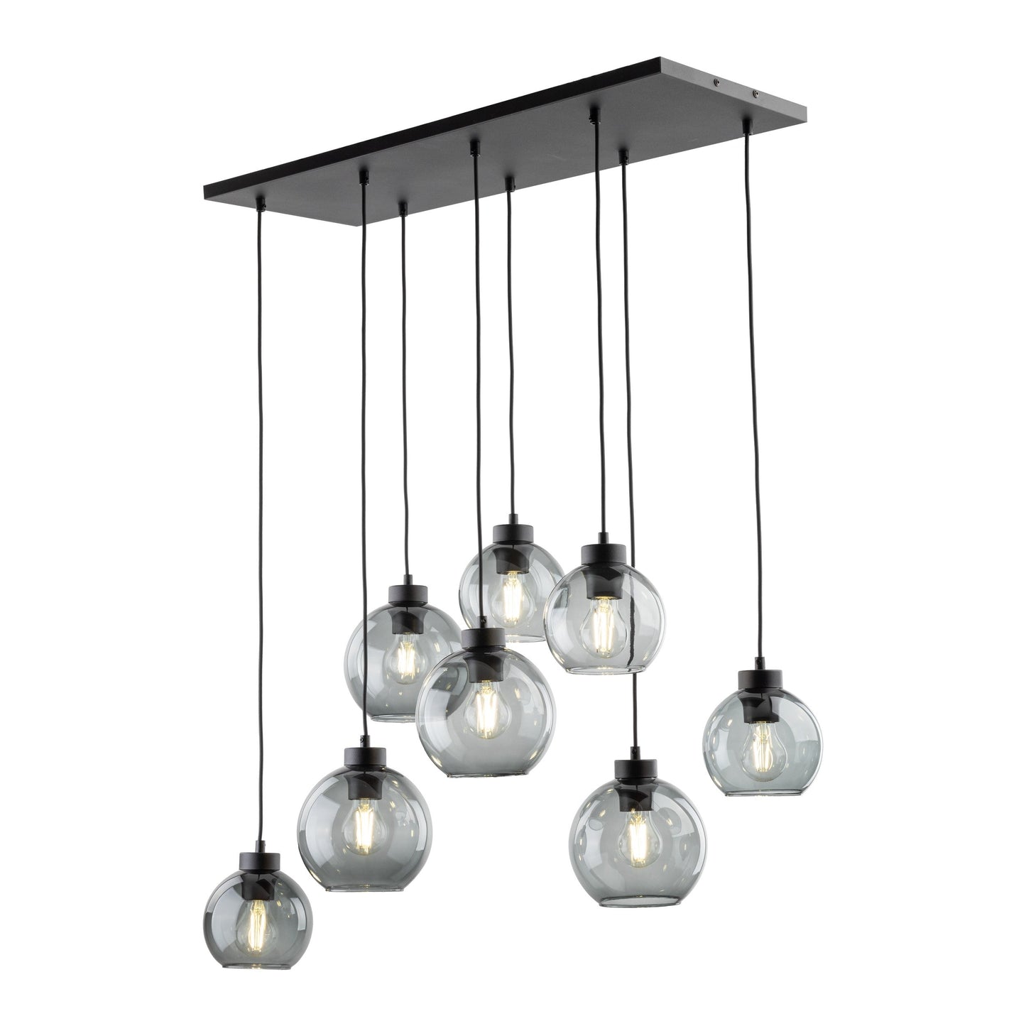 CUBUS Graphite Glass Scandinavian Pendant Light Fixture for Kitchen Island, Dining Room & Living Room (8-Light) - AURABAGS SHOP