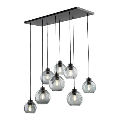 CUBUS Graphite Glass Scandinavian Pendant Light Fixture for Kitchen Island, Dining Room & Living Room (8-Light) - AURABAGS SHOP