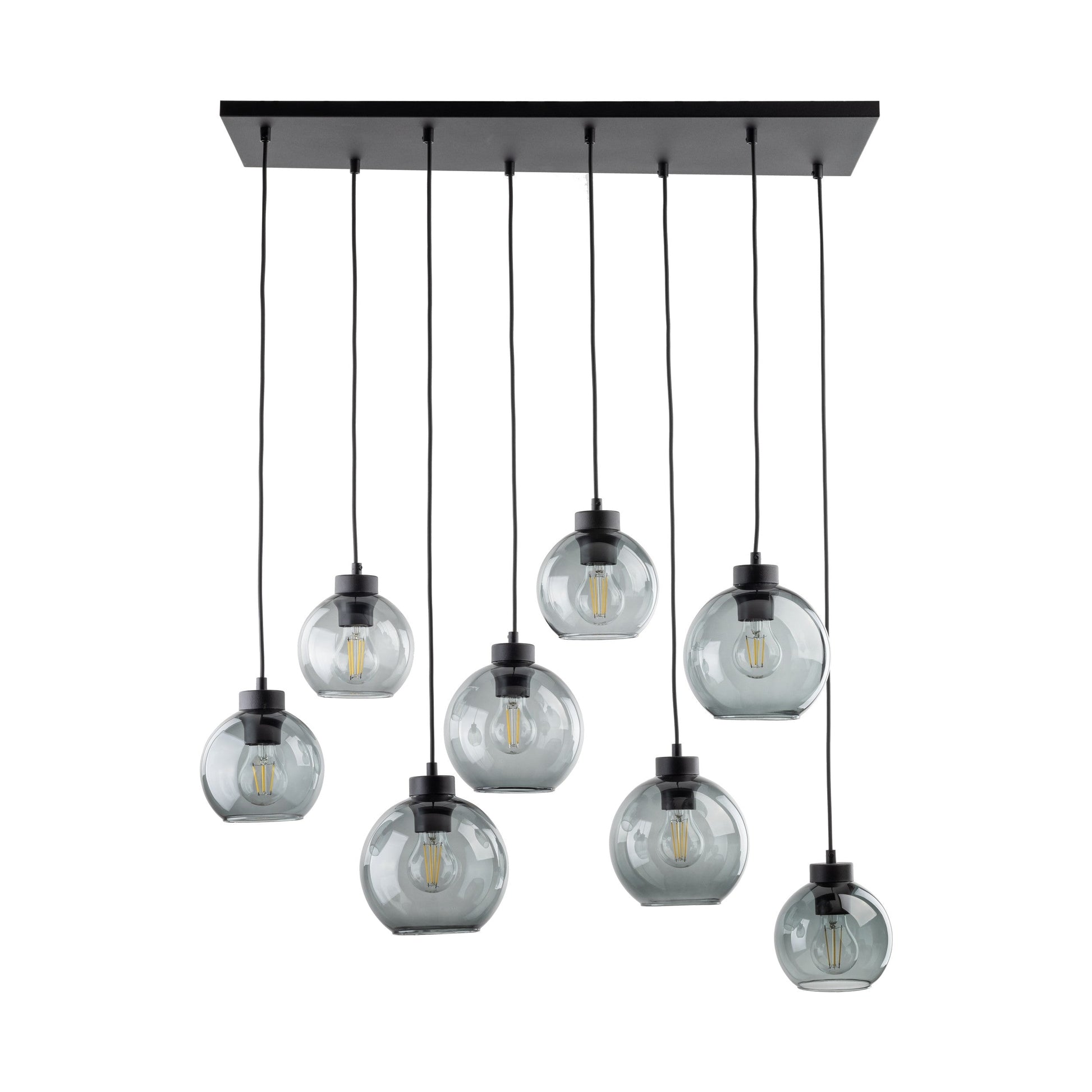 CUBUS Graphite Glass Scandinavian Pendant Light Fixture for Kitchen Island, Dining Room & Living Room (8-Light) - AURABAGS SHOP