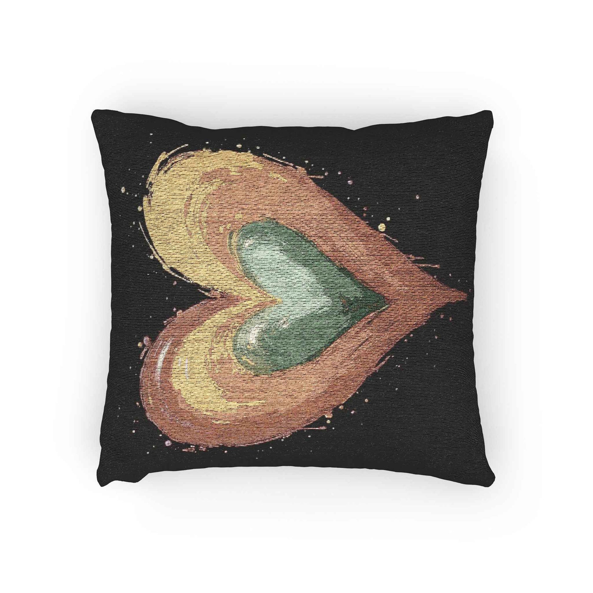 Handpainted Heart Woven Pillow | Boho Heart Decorative Pillow