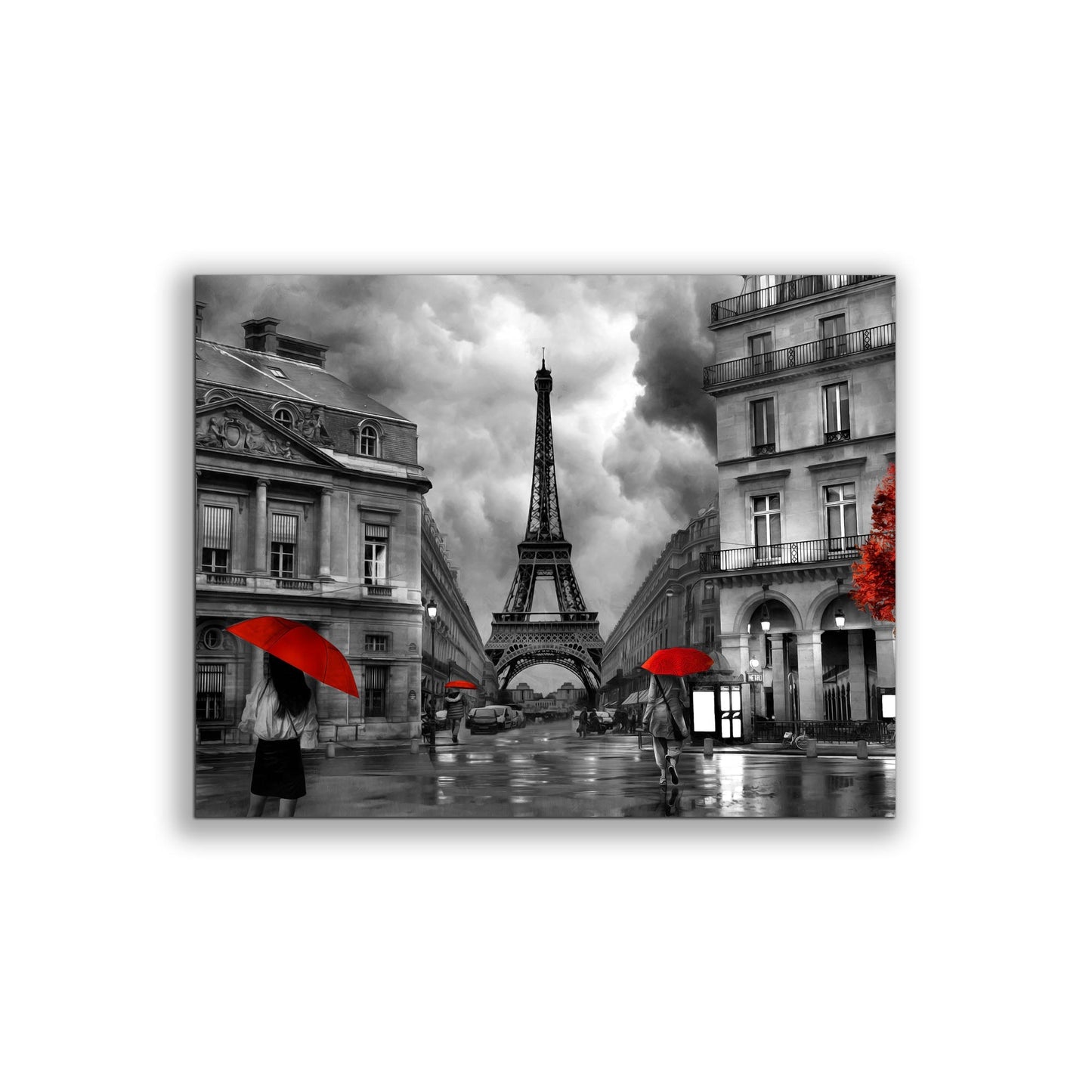 Leinwandbild – Malerisches Paris mit roten Akzenten – Kunstwerk