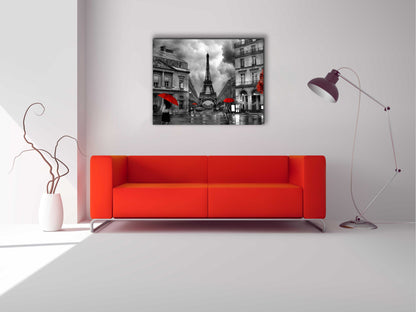Leinwandbild – Malerisches Paris mit roten Akzenten – Kunstwerk