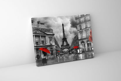 Leinwandbild – Malerisches Paris mit roten Akzenten – Kunstwerk