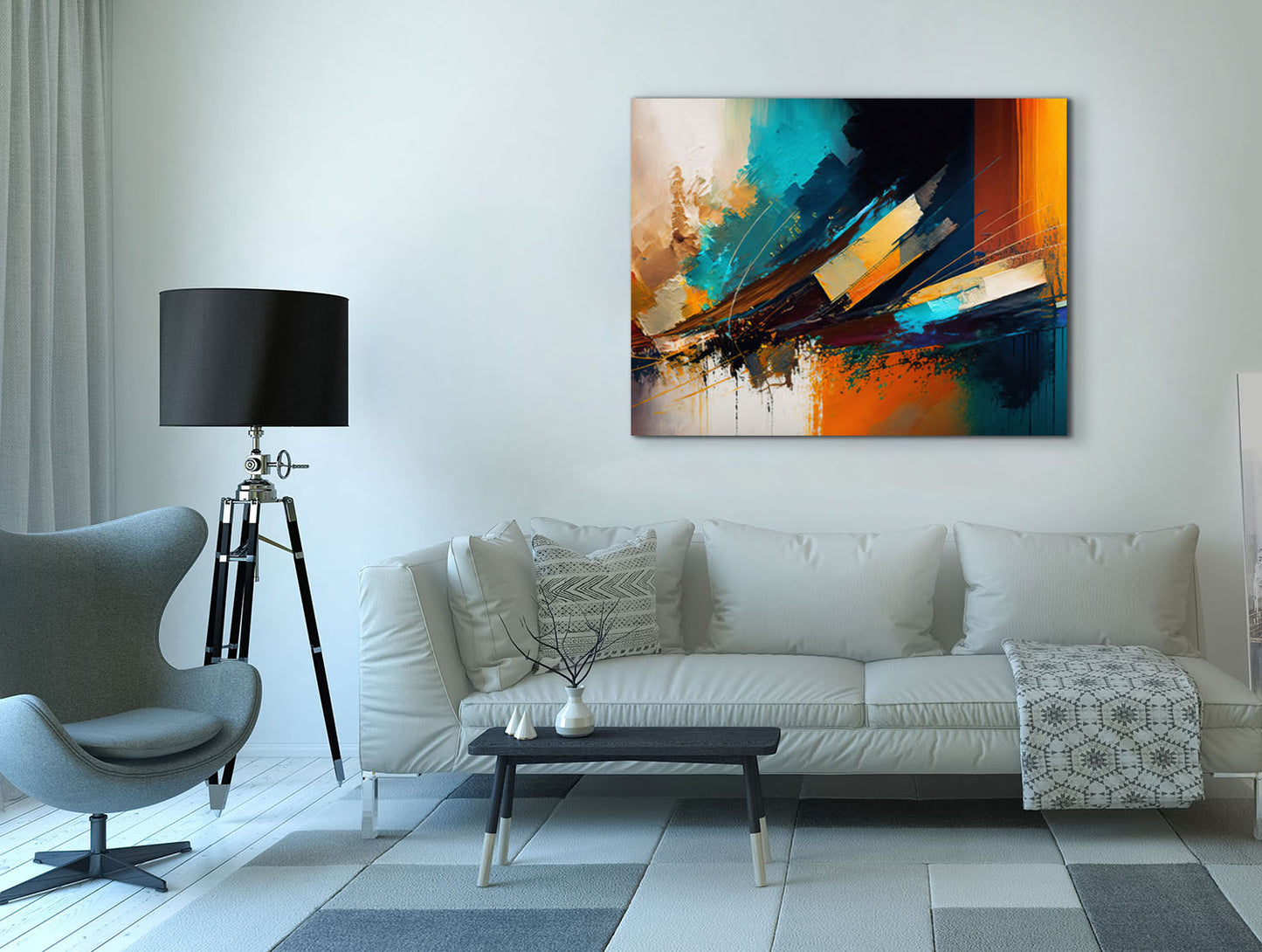 Leinwandbild – Abstraktes Goldblau – Wandkunst