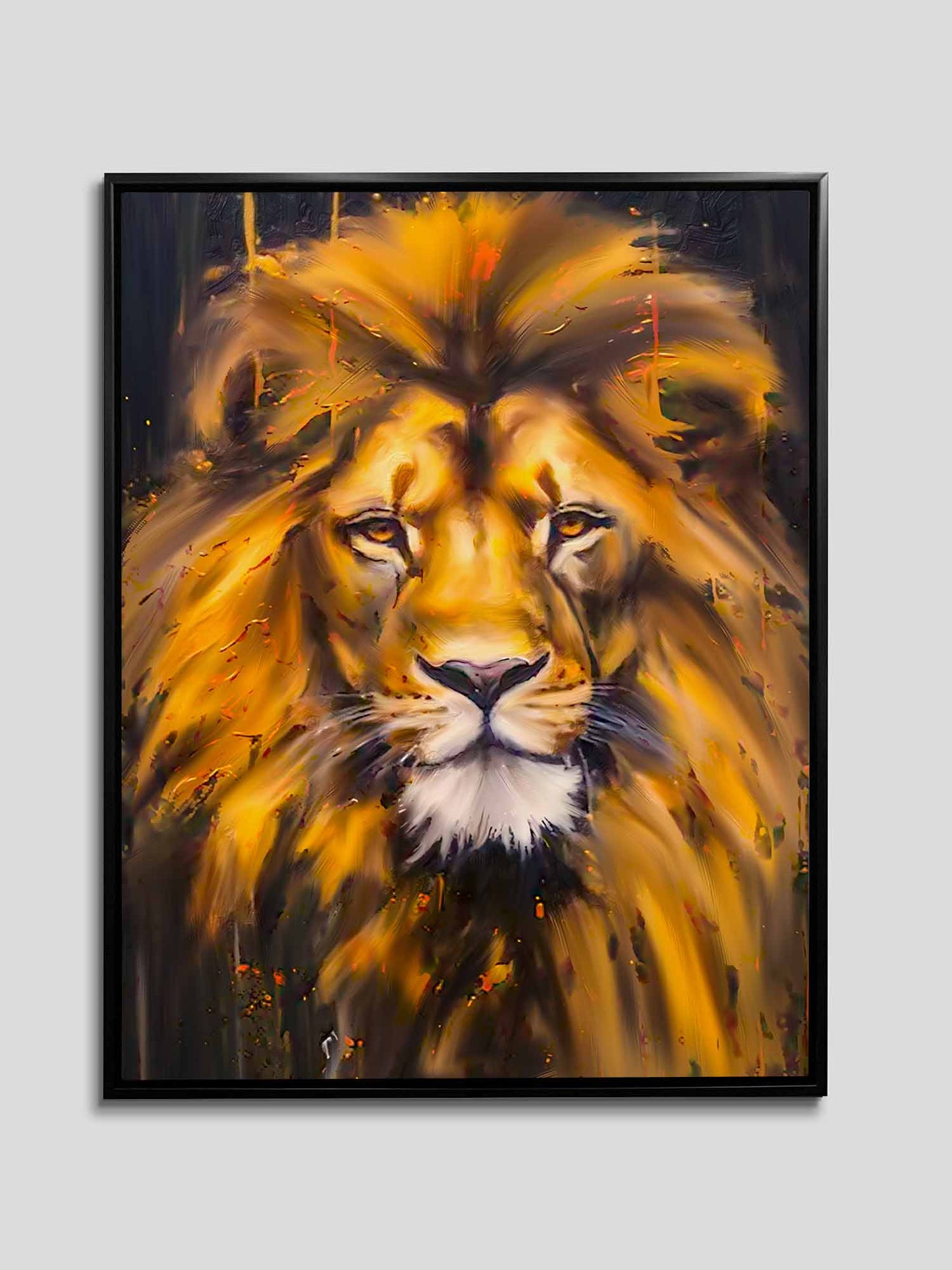 Leinwand Löwenkopf - Wildlife Wandkunst - Gold Glitzer