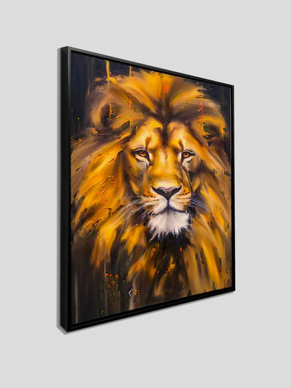 Leinwand Löwenkopf - Wildlife Wandkunst - Gold Glitzer