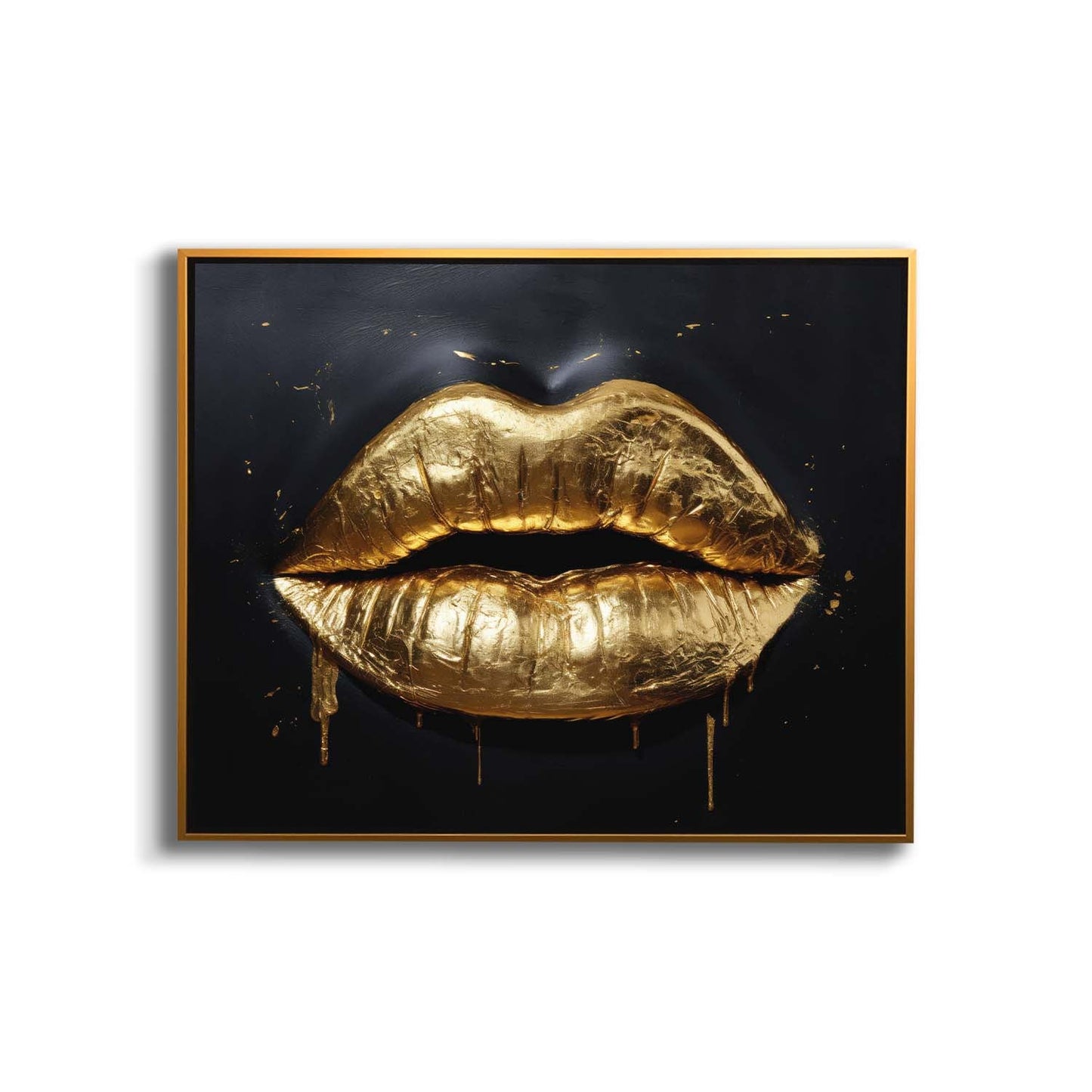 Wandbild Goldene Lippen 122 cm x 91 cm Fine Art Leinwand