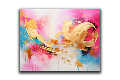 Fuchsia Gold Abstrakt 48x36 Kunstdruck auf Leinwand