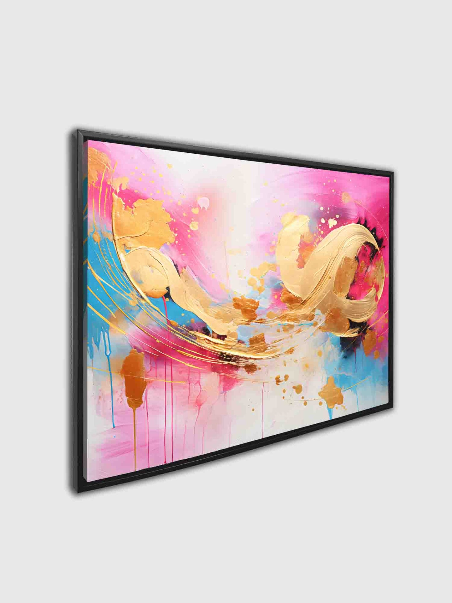Fuchsia Gold Abstrakt 48x36 Kunstdruck auf Leinwand