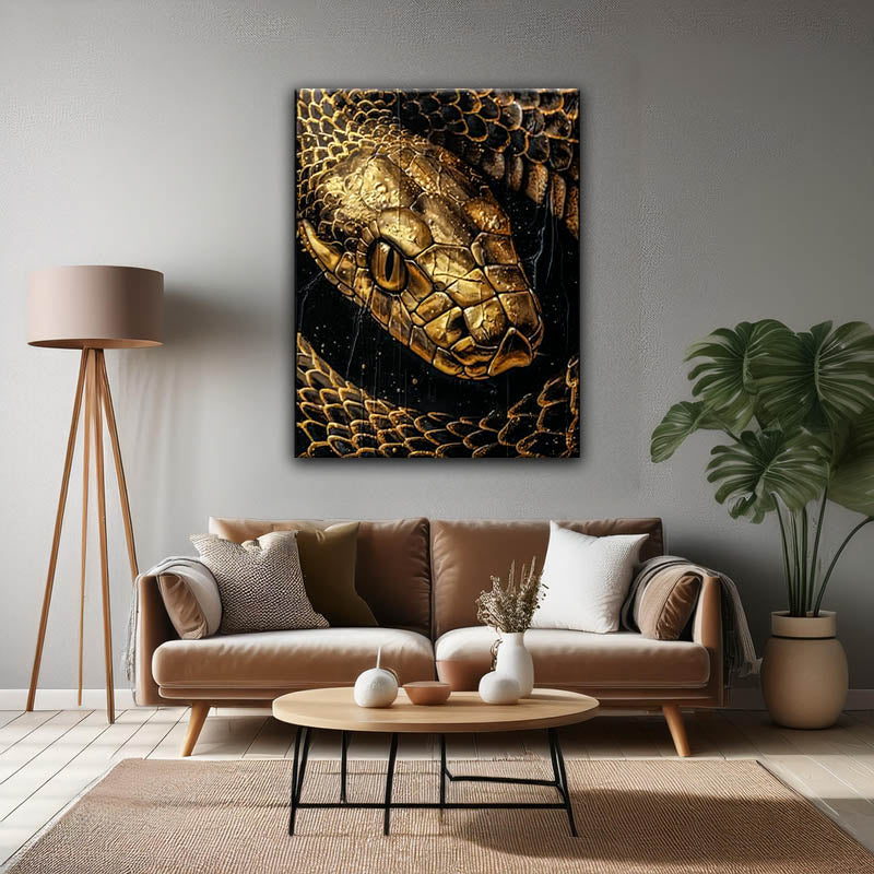 Wandbild Goldene Schlange 91x122cm