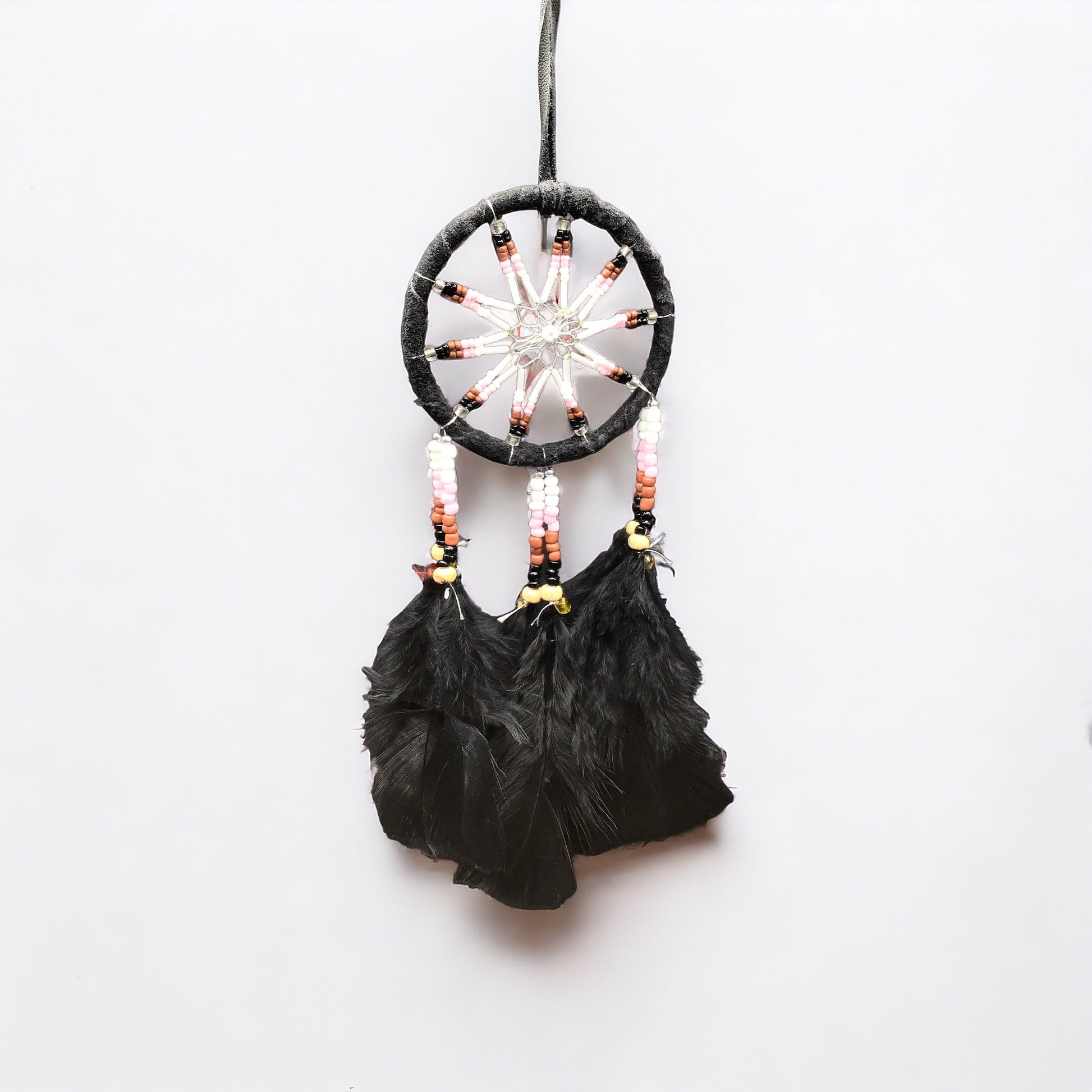 Handmade Black Dreamcatcher with Black Feathers