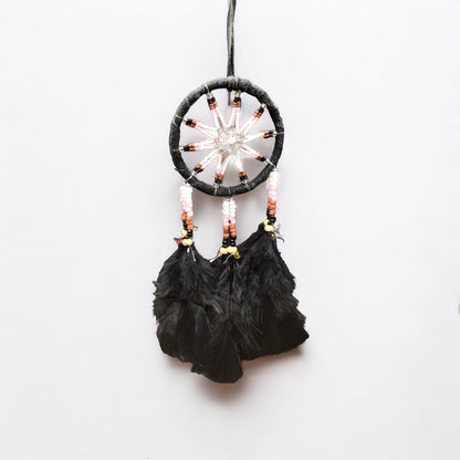 Handmade Black Dreamcatcher with Black Feathers