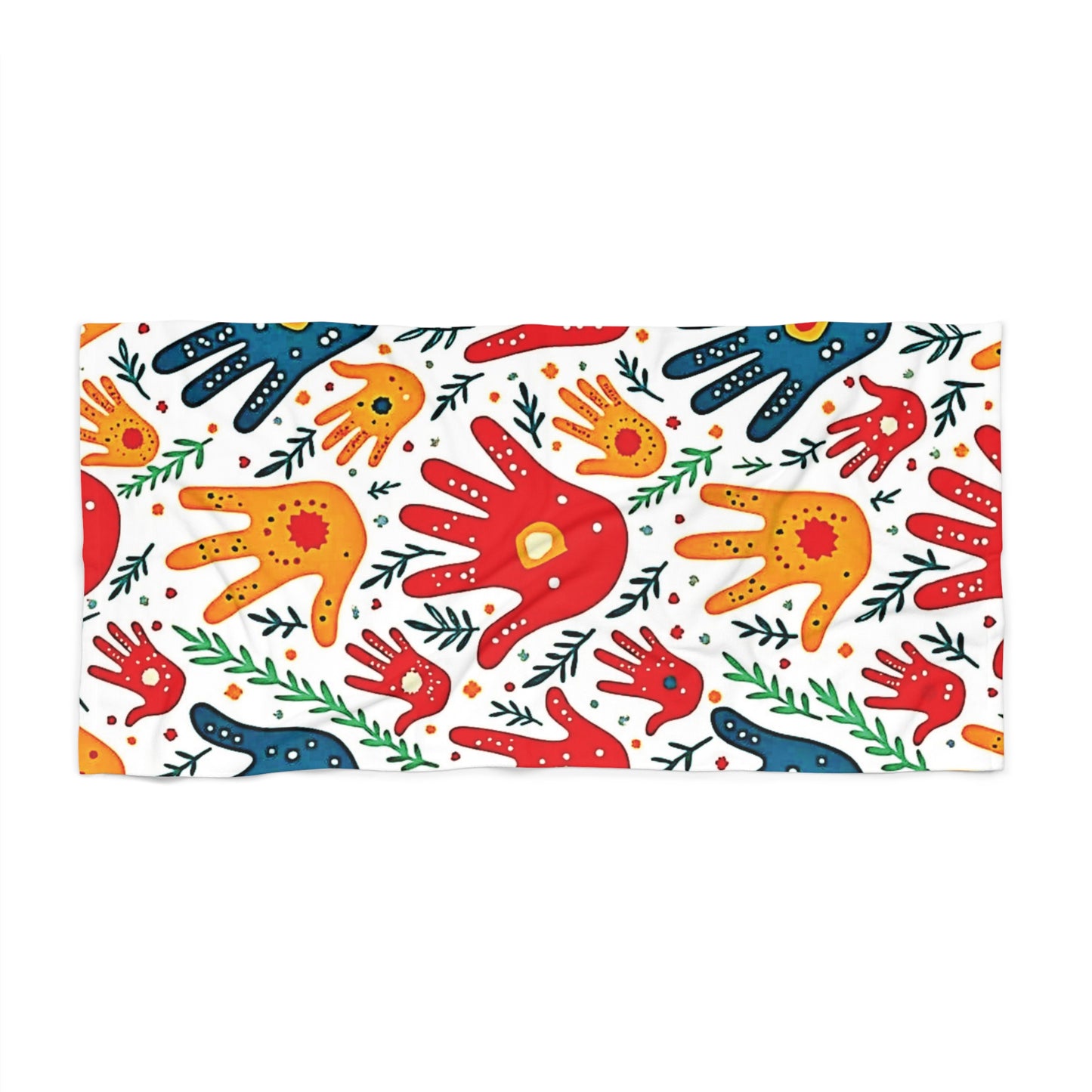 Strandtuch — Buntes Handabdruck-Muster Sommer Strandtuch