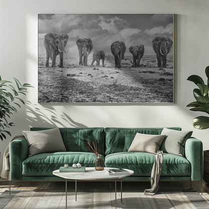 Wandkunst Große Familie. Elefanten