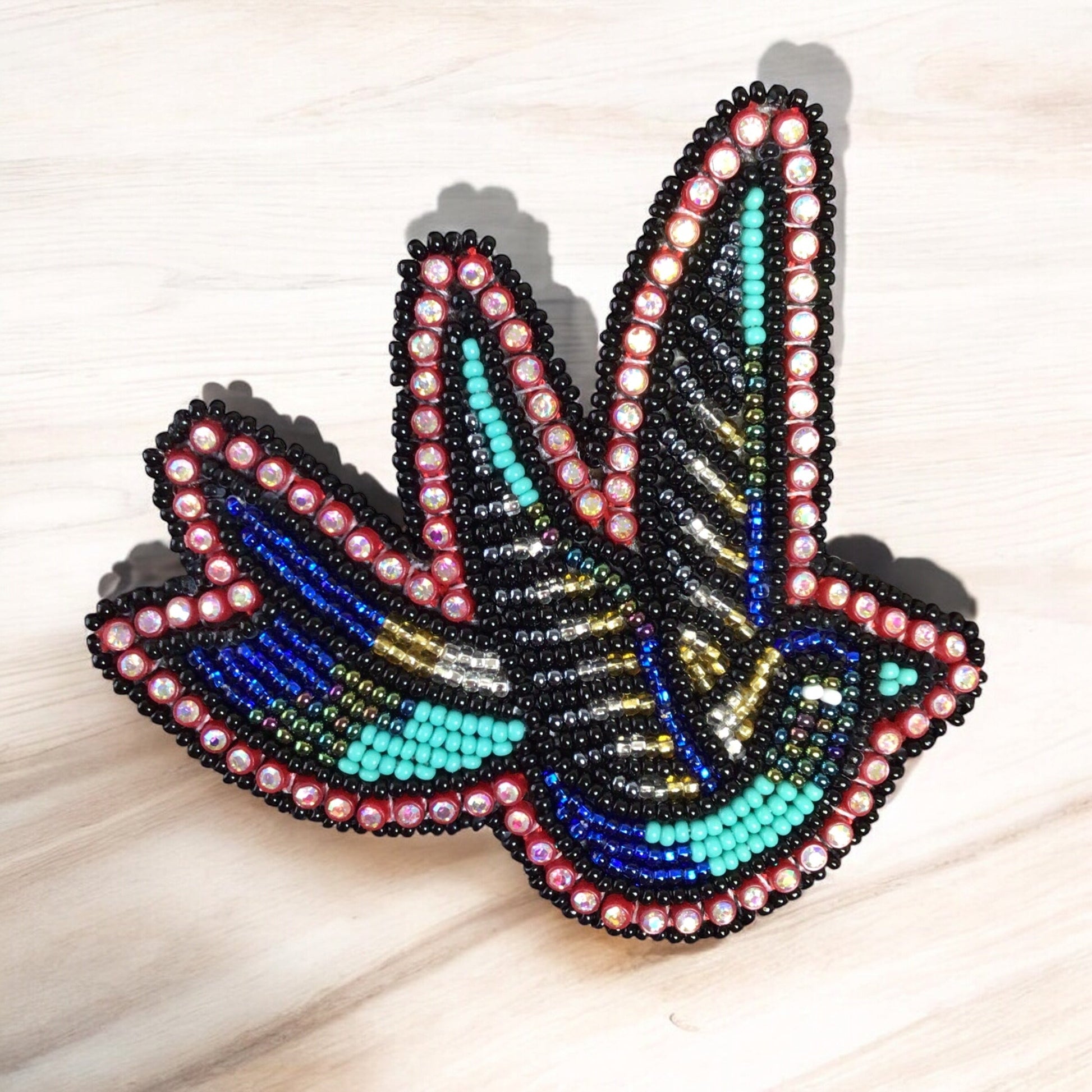 Sky Blue Beaded Hummingbird Barrette