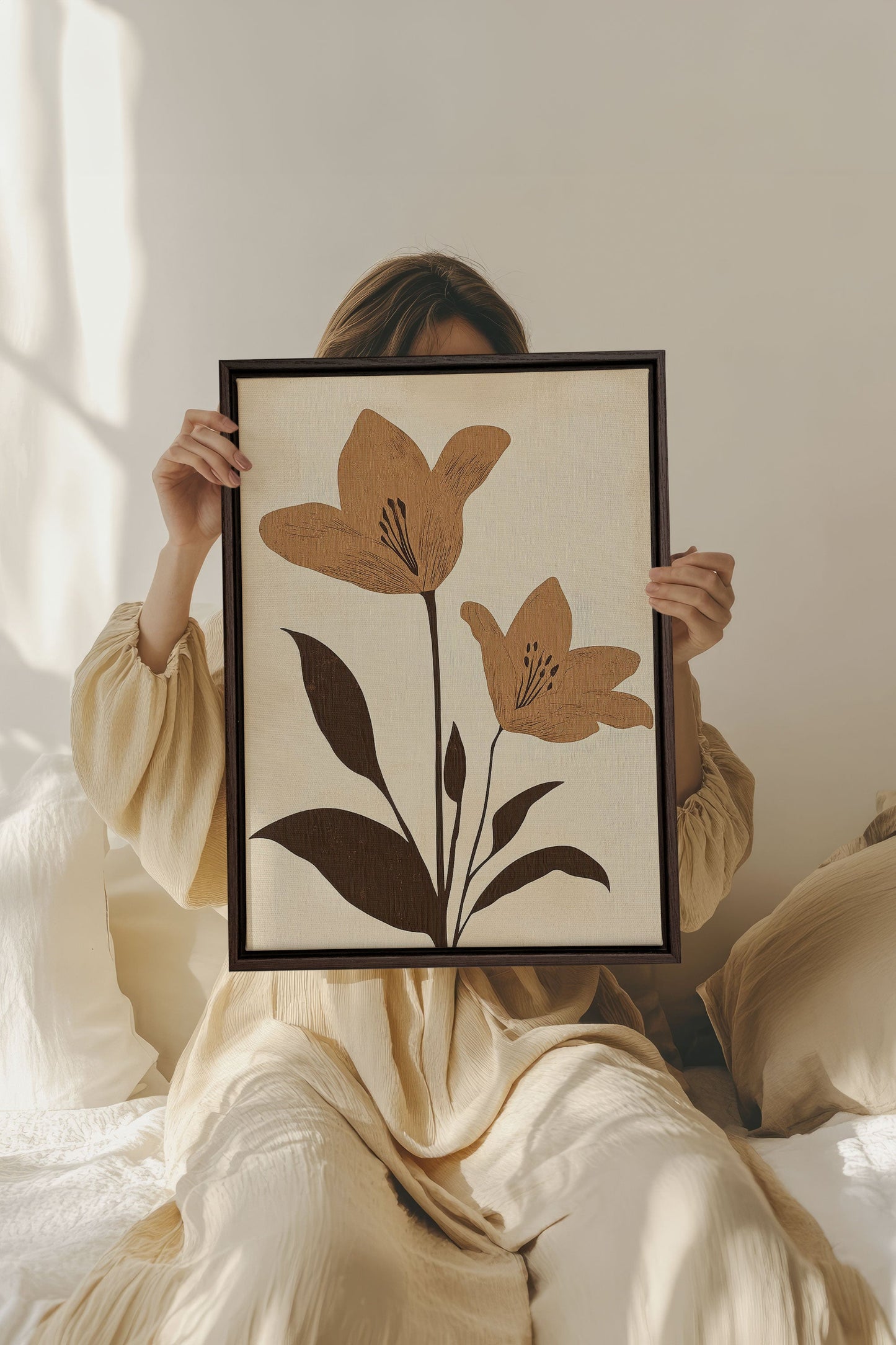 SEPIA FLOWERS, Mischtechnik auf gespannter Leinwand
