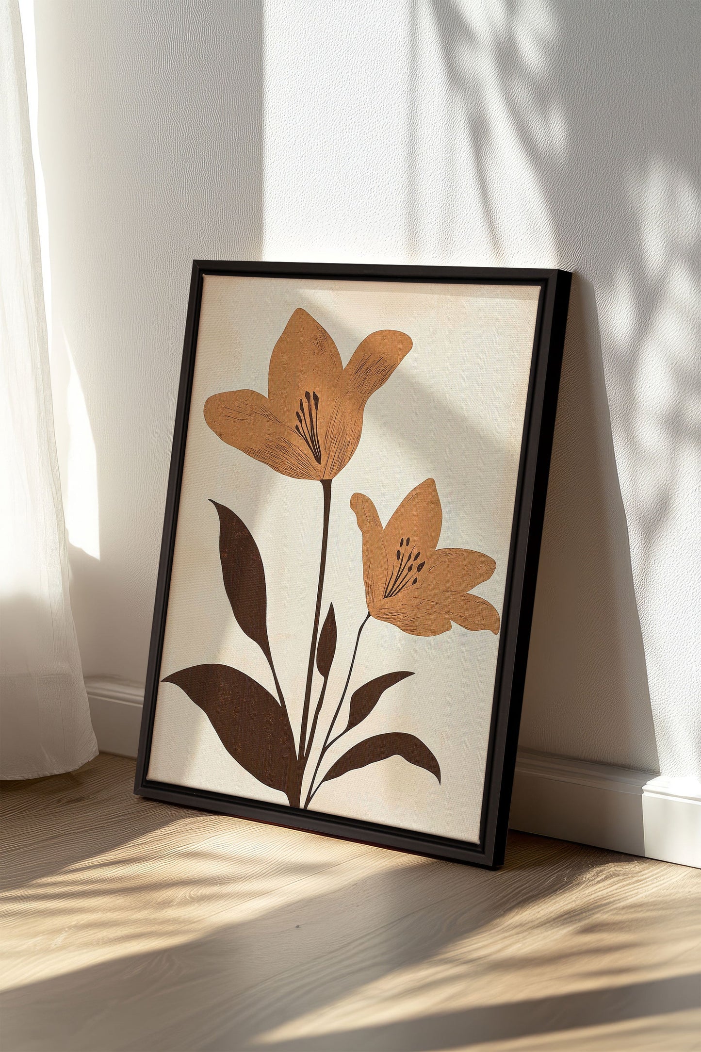 SEPIA FLOWERS, Mischtechnik auf gespannter Leinwand