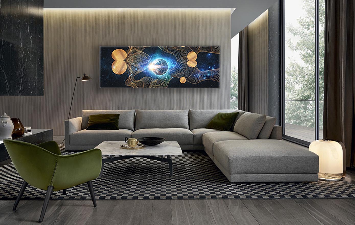 Leinwandbild – Abstrakte Erdkomposition – Goldlack – Wandkunst