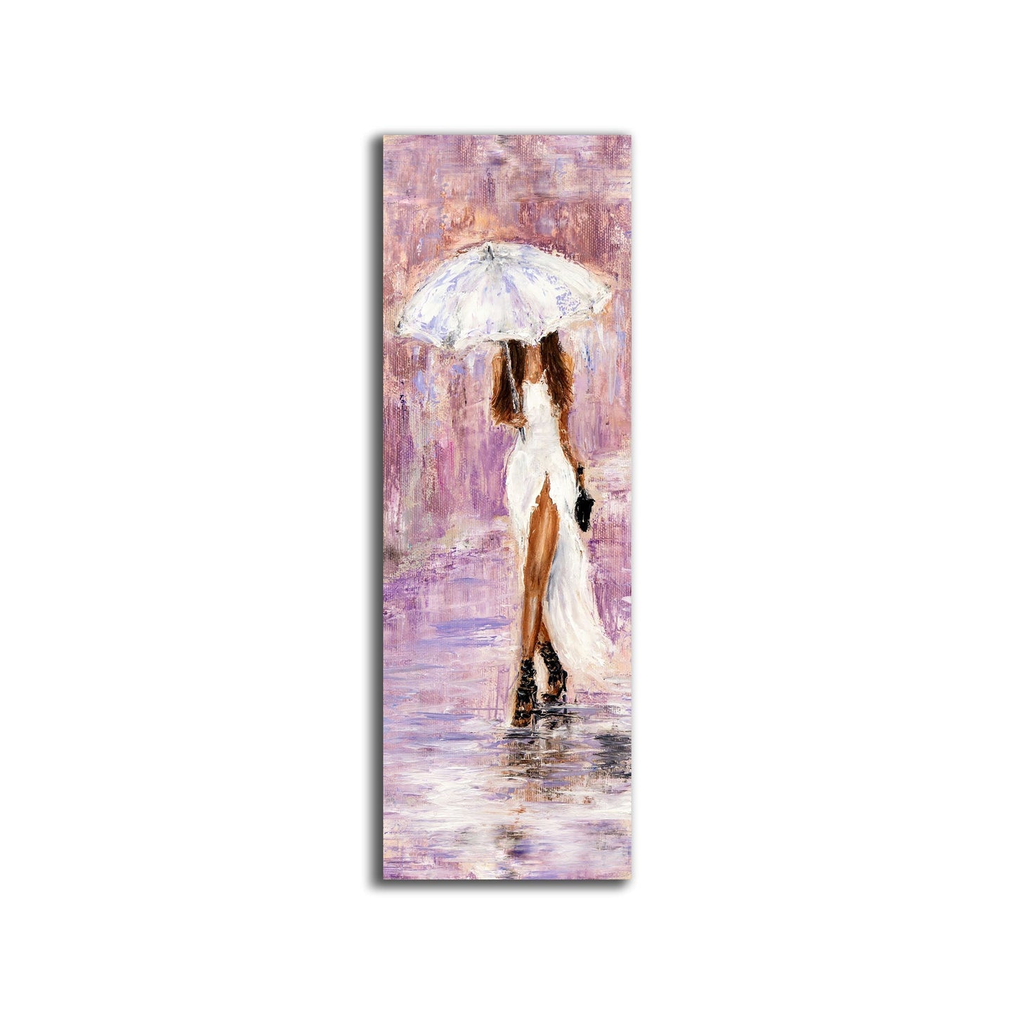 Leinwandbild-Dame mit Regenschirm in Rosa