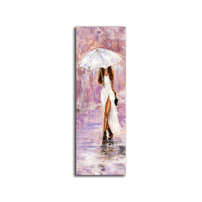 Leinwandbild-Dame mit Regenschirm in Rosa