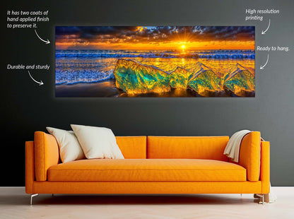 HDR Beach Rocks-Wall Art-Skyline-Canvas Print