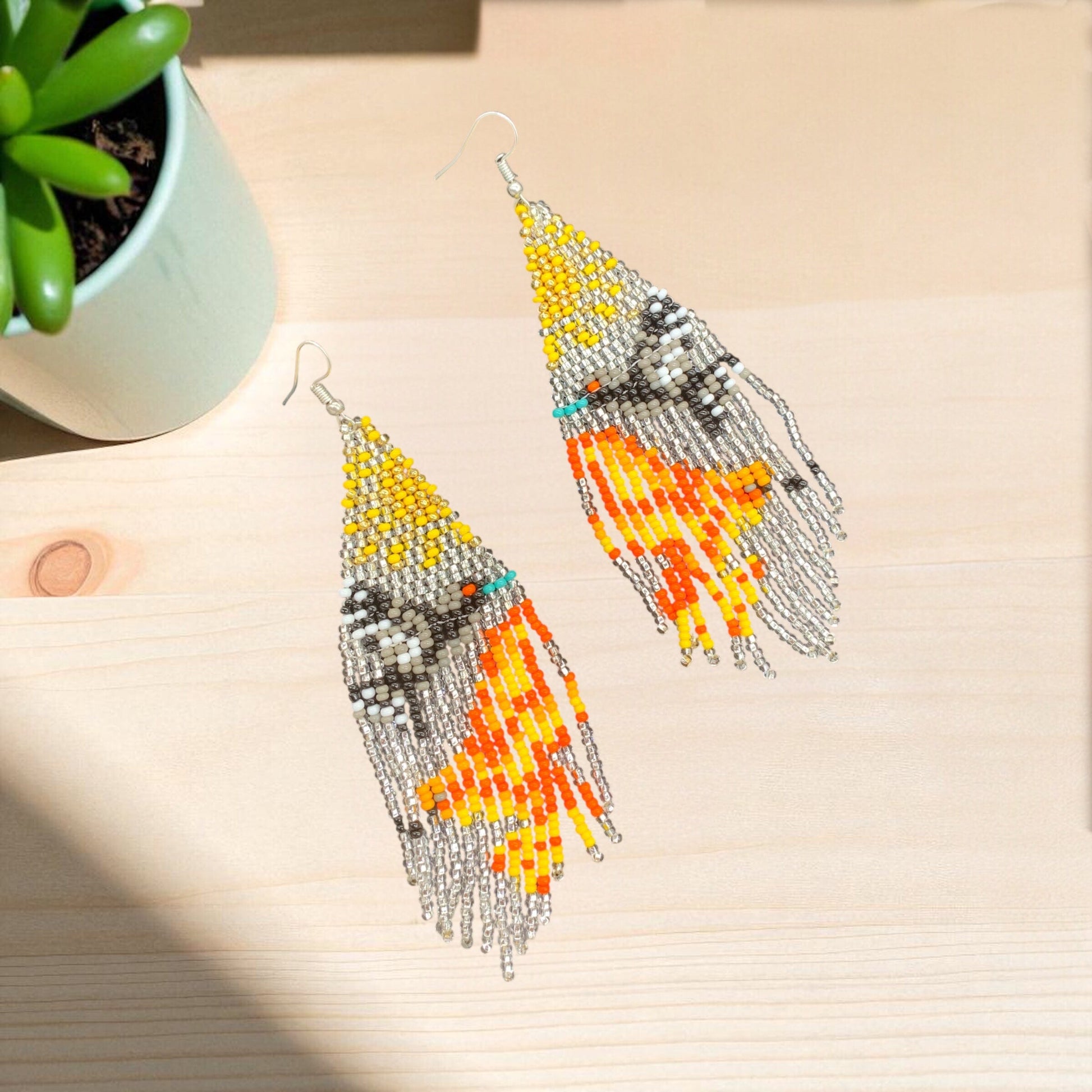 Silver Sky Dancer Beaded Earrings