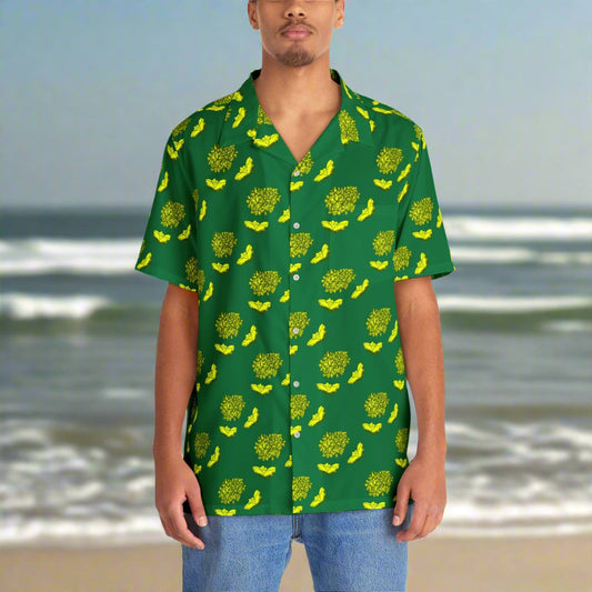 Green Yellow Print G&R Men's Hawaiian Shirt