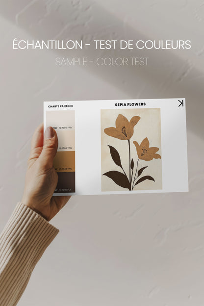 SEPIA FLOWERS, Mischtechnik auf gespannter Leinwand