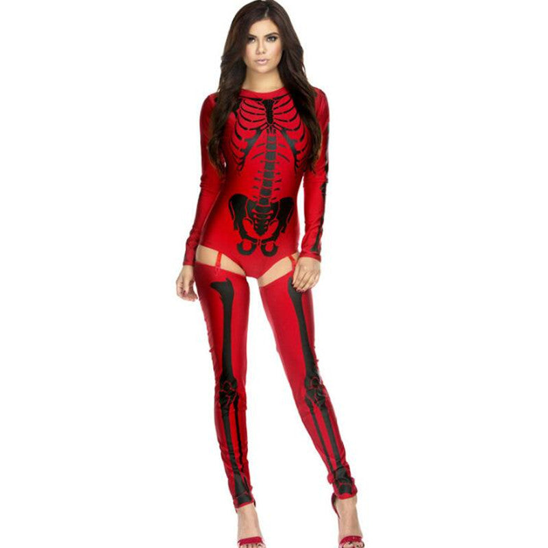 Halloween Skull Zombie Costume – Scary Skeleton Cosplay Outfit for Adults