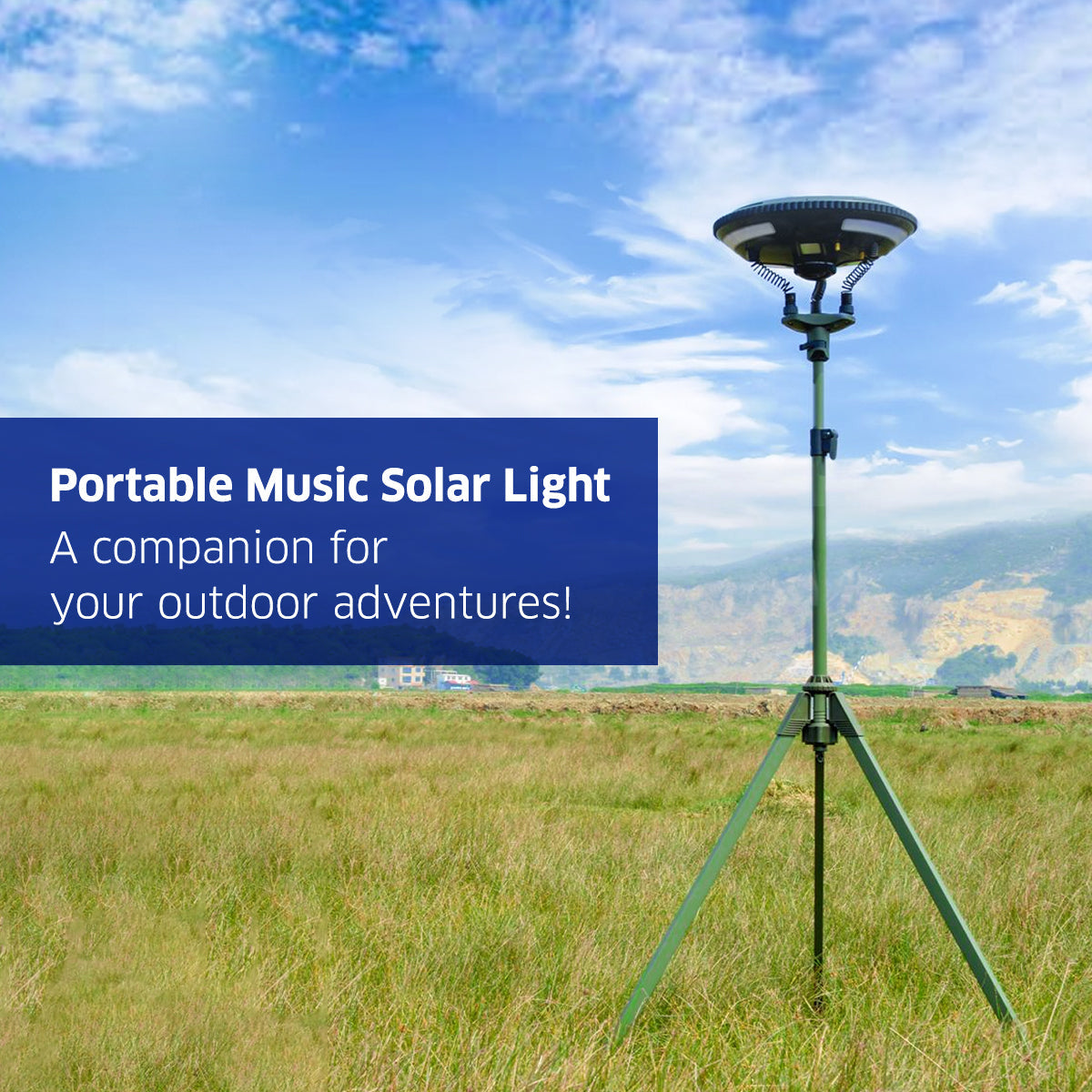 TRU De-LIGHT Singende Musik Solar LED-Leuchte - Leistungsstarker BT-Lautsprecher/Hauptleuchte + 3 abnehmbare Multi-Modus-Leuchten/Stativ + Tragetasche