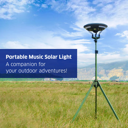 TRU De-LIGHT Singende Musik Solar LED-Leuchte - Leistungsstarker BT-Lautsprecher/Hauptleuchte + 3 abnehmbare Multi-Modus-Leuchten/Stativ + Tragetasche