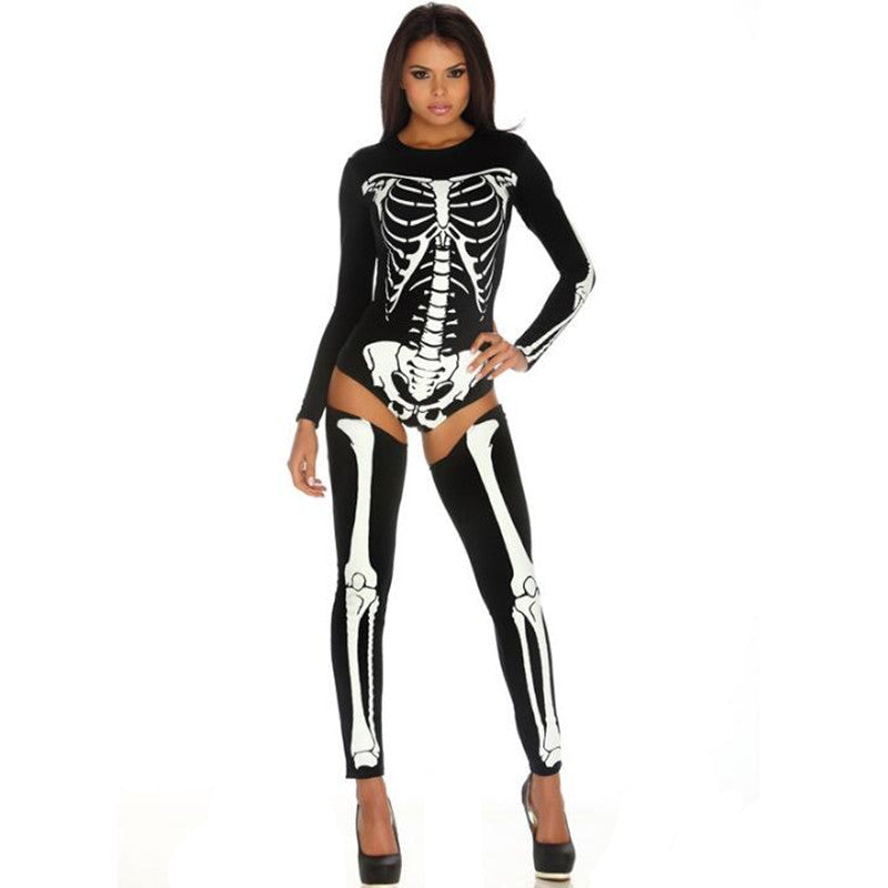 Halloween Skull Zombie Costume – Scary Skeleton Cosplay Outfit for Adults