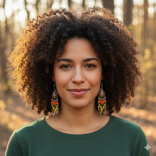 OldTribes™ Small Sized Southwestern Red and Yellow Teardrop Earrings