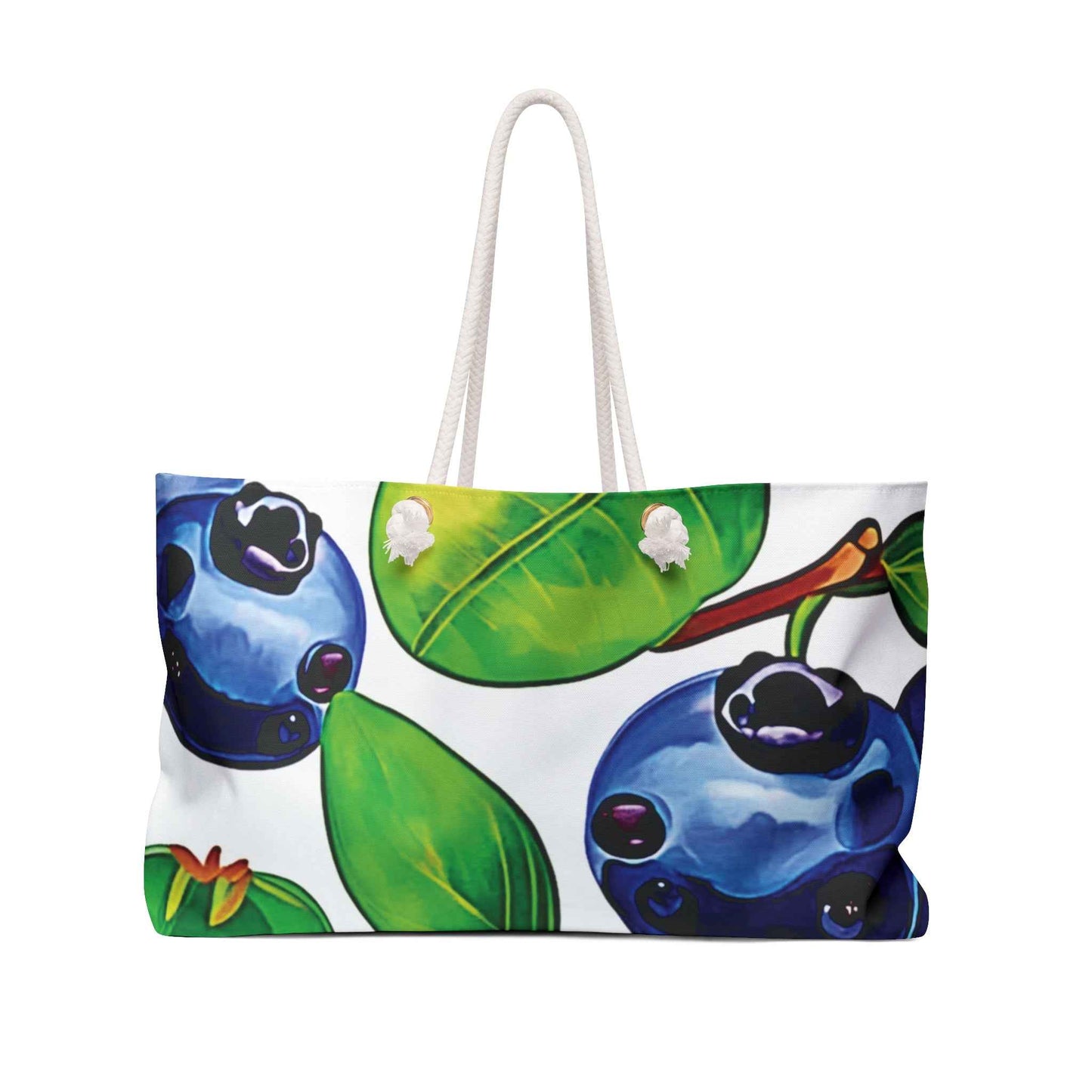 Blueberry Pattern Weekender Bag | Fruit Watercolor Large Tote Bag