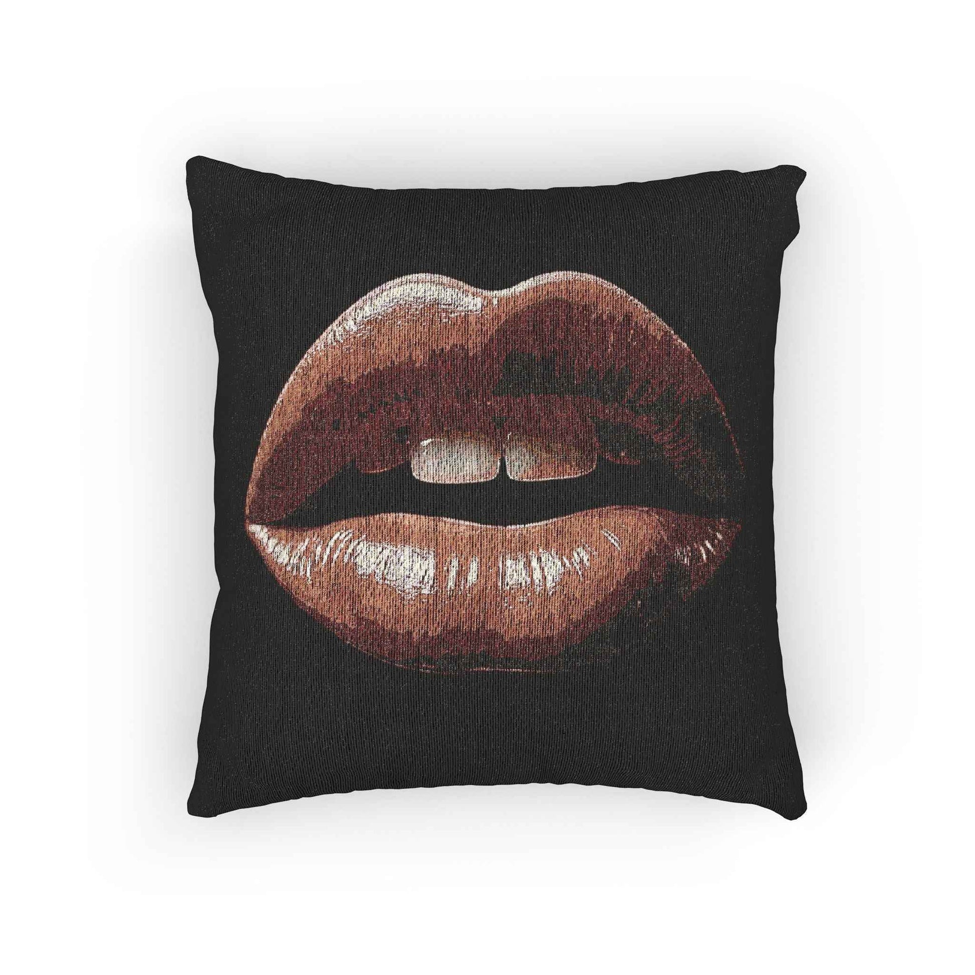 Kiss Design Woven Pillow | Lip Print Accent Pillow