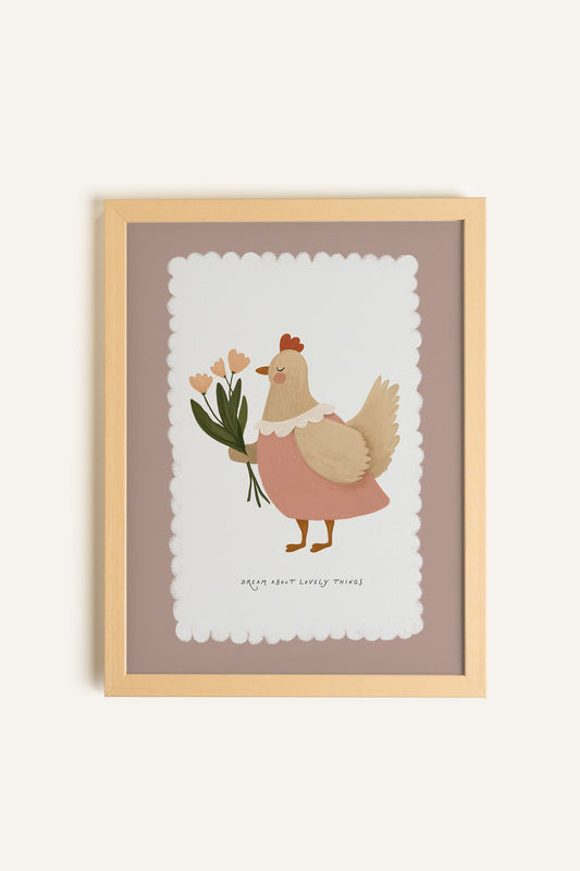 Poule en Fleurs, gerahmte, starre Leinwand