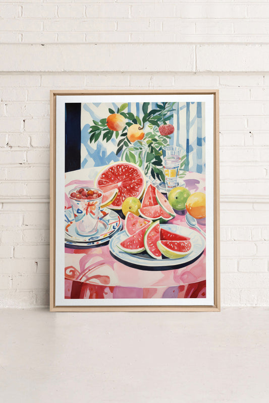 MELON OASIS HARVEST, Mischtechnik auf gespannter Leinwand