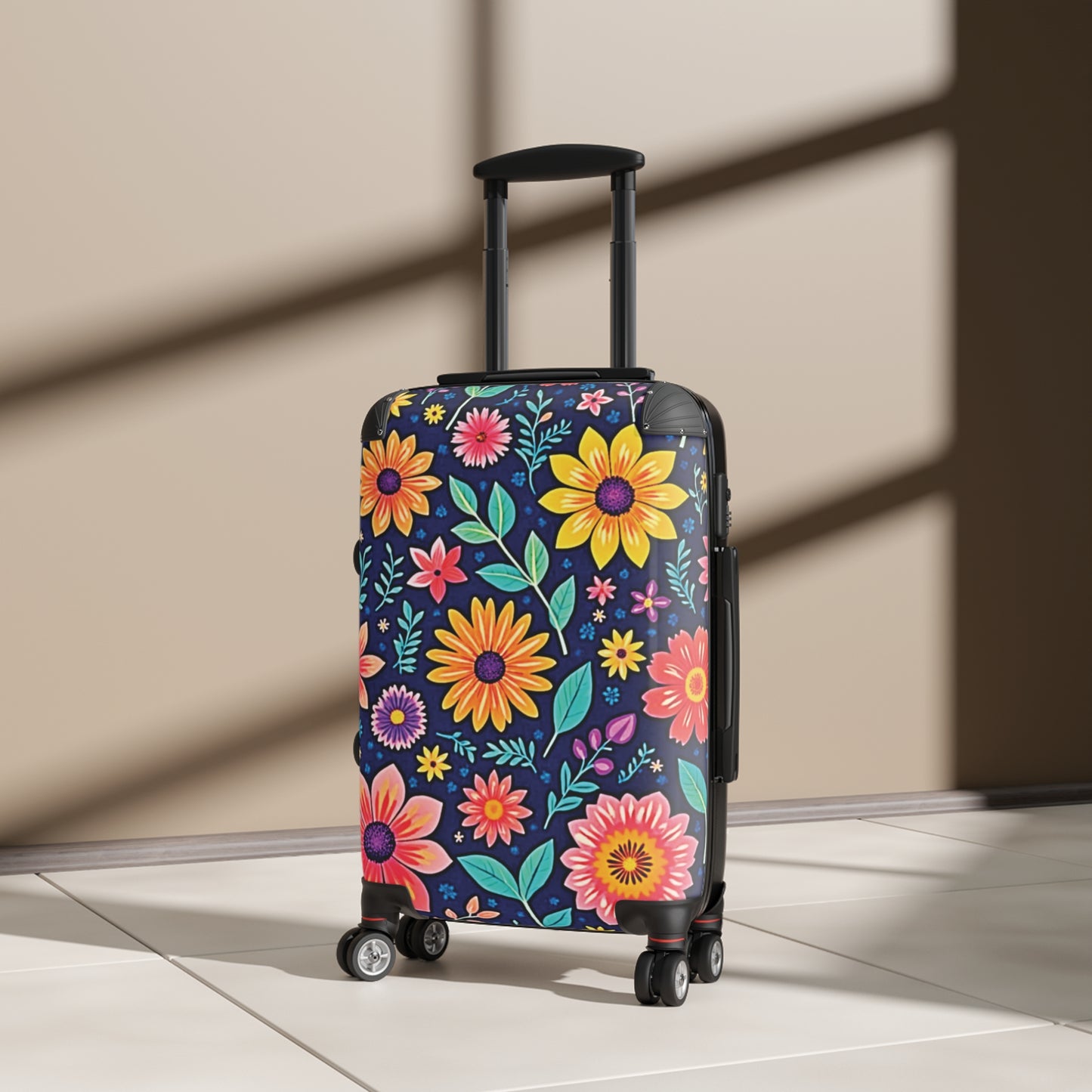 Blumiger Handgepäckkoffer — Heller Gänseblümchen-Reisekoffer