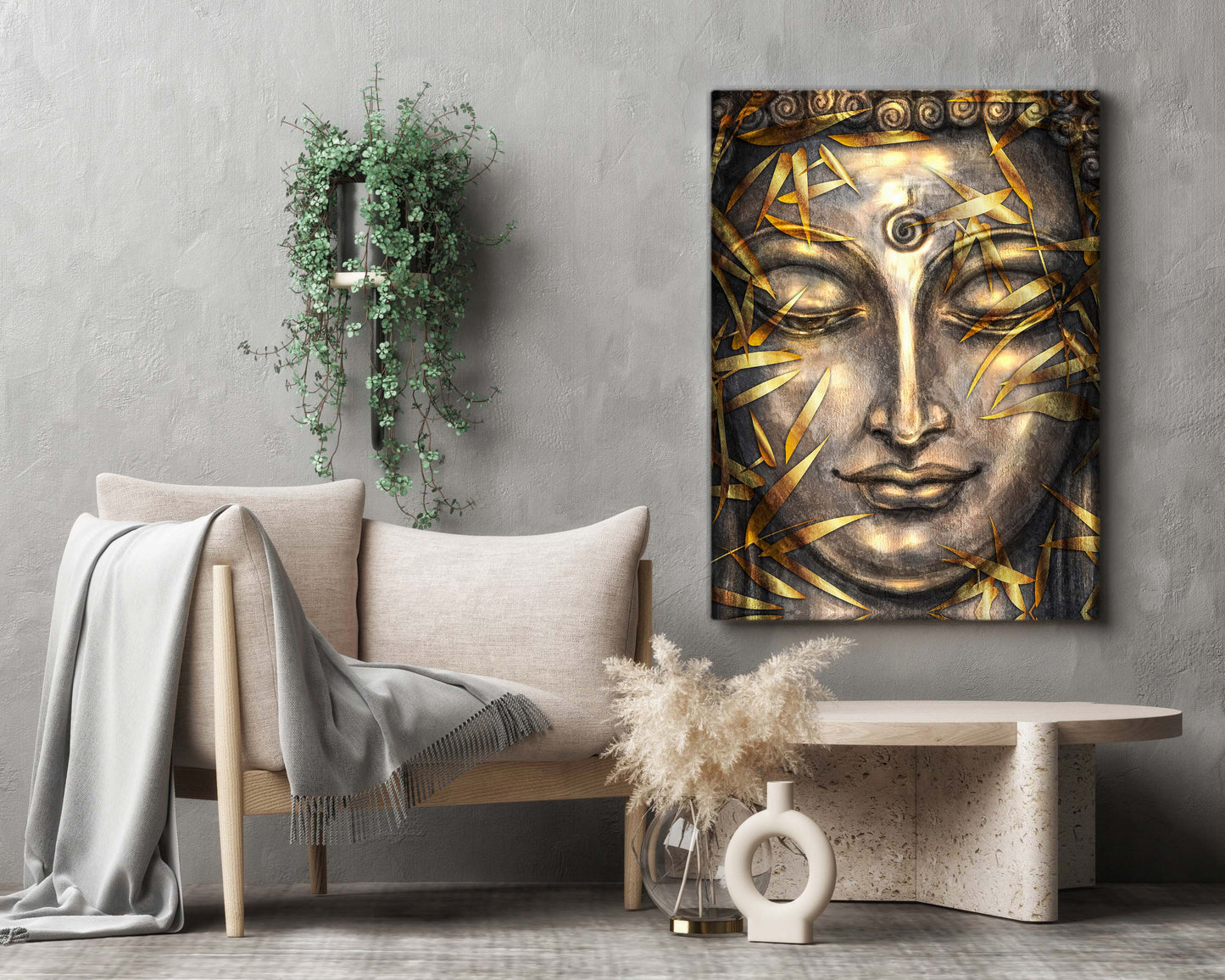 Wandbild – Leinwanddruck Gold Buddha – Kunstwerk