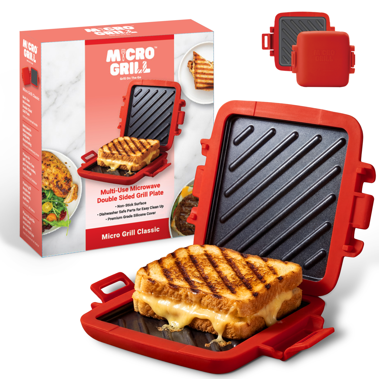 Micro Grill Classic™ Toastie Maker, Mikrowellen-Grill, Sandwich-Toaster, 3-Minuten-Grilled-Cheese, knusprig, Panini-Presse, spülmaschinenfest, Büro, Zuhause, Reisen & Studentenwohnheime