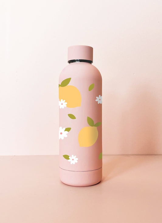Bouteille en acier inox 17oz - rose pâle Citrons