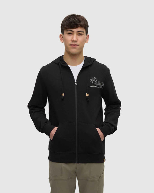 Haiti Striped Palm Zip Hoodie