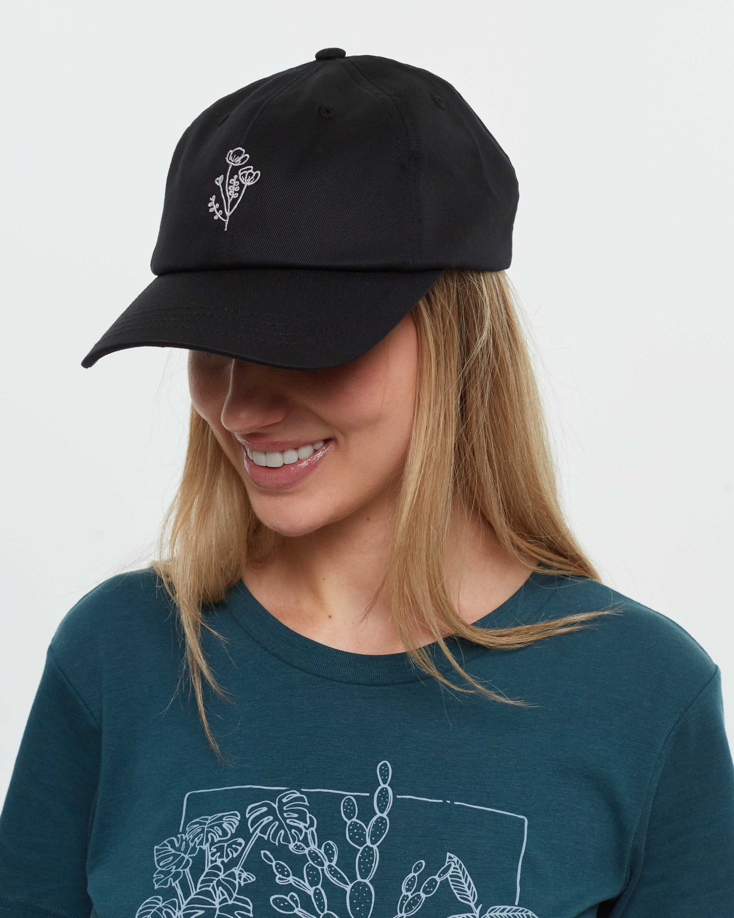 Baseballcap mit Blumenstickerei