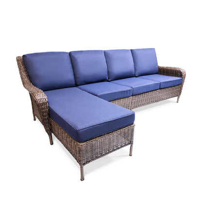 Cambridge 3-Piece Wicker Outdoor Left Arm Chaise Sectional - AURABAGS SHOP