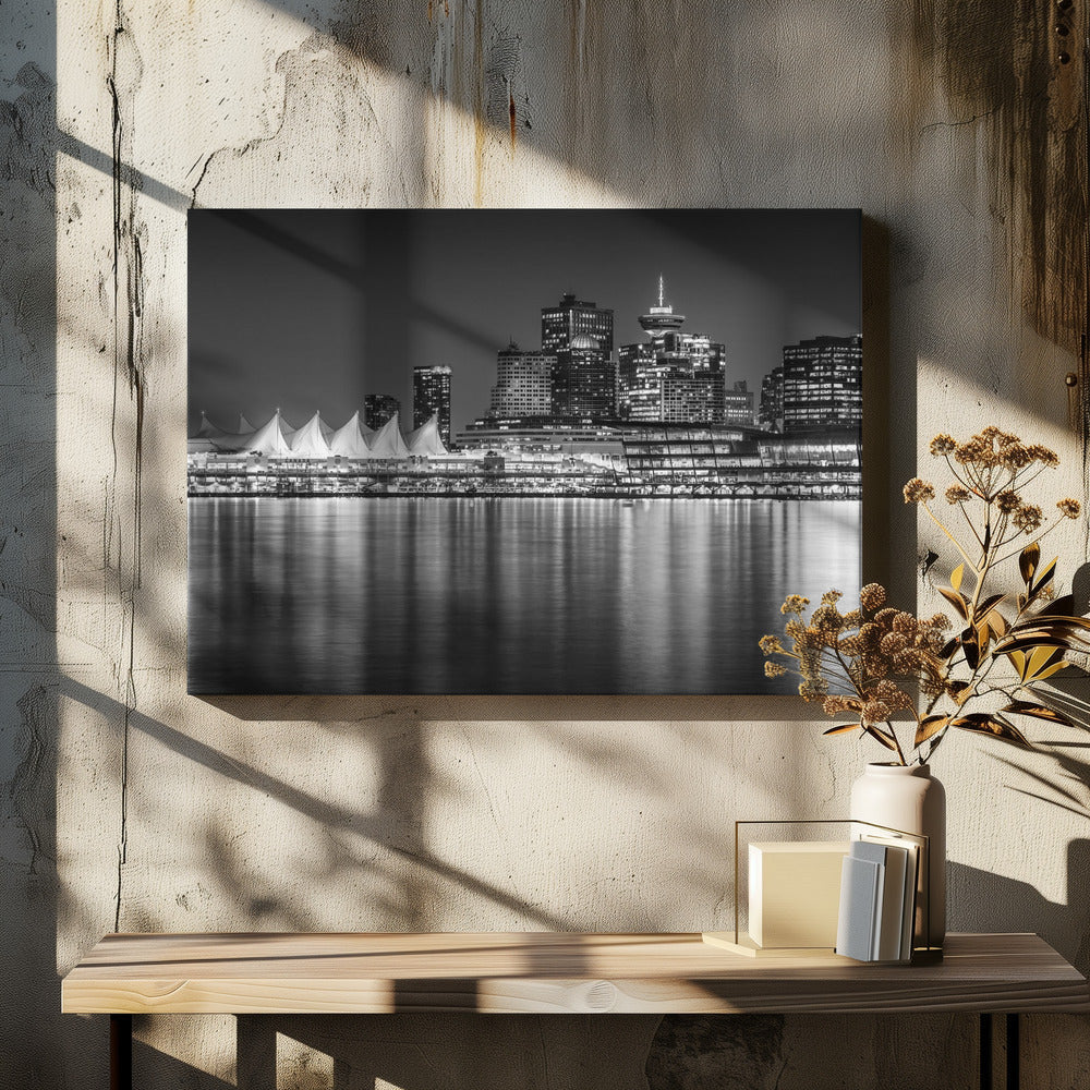 Wandbild Bezaubernder Abendeindruck von Vancouver | Monochrom