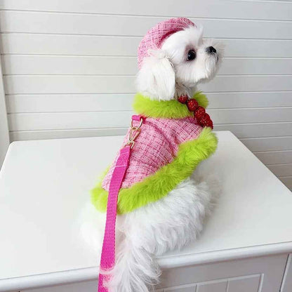Plaid Harness Set | Dog Harness Leash and Hat Set