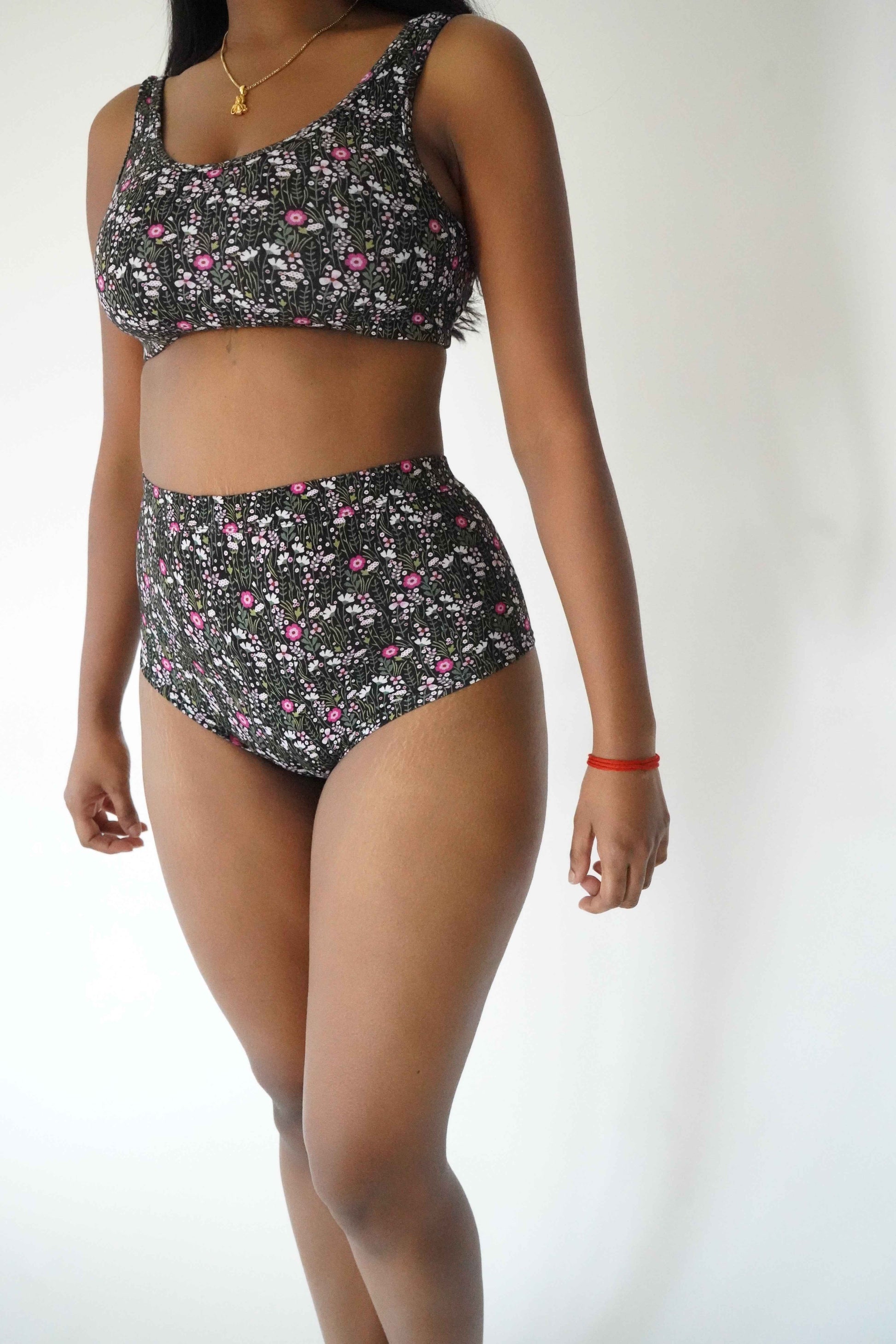 Shorty cheeky taille haute - Fleuri