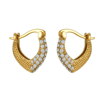 EDMANA Gold: Art Deco Pavé Zirconia Textured Earrings
