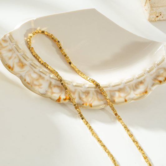 RATA Gold: Square Beaded Dainty Chain Necklace